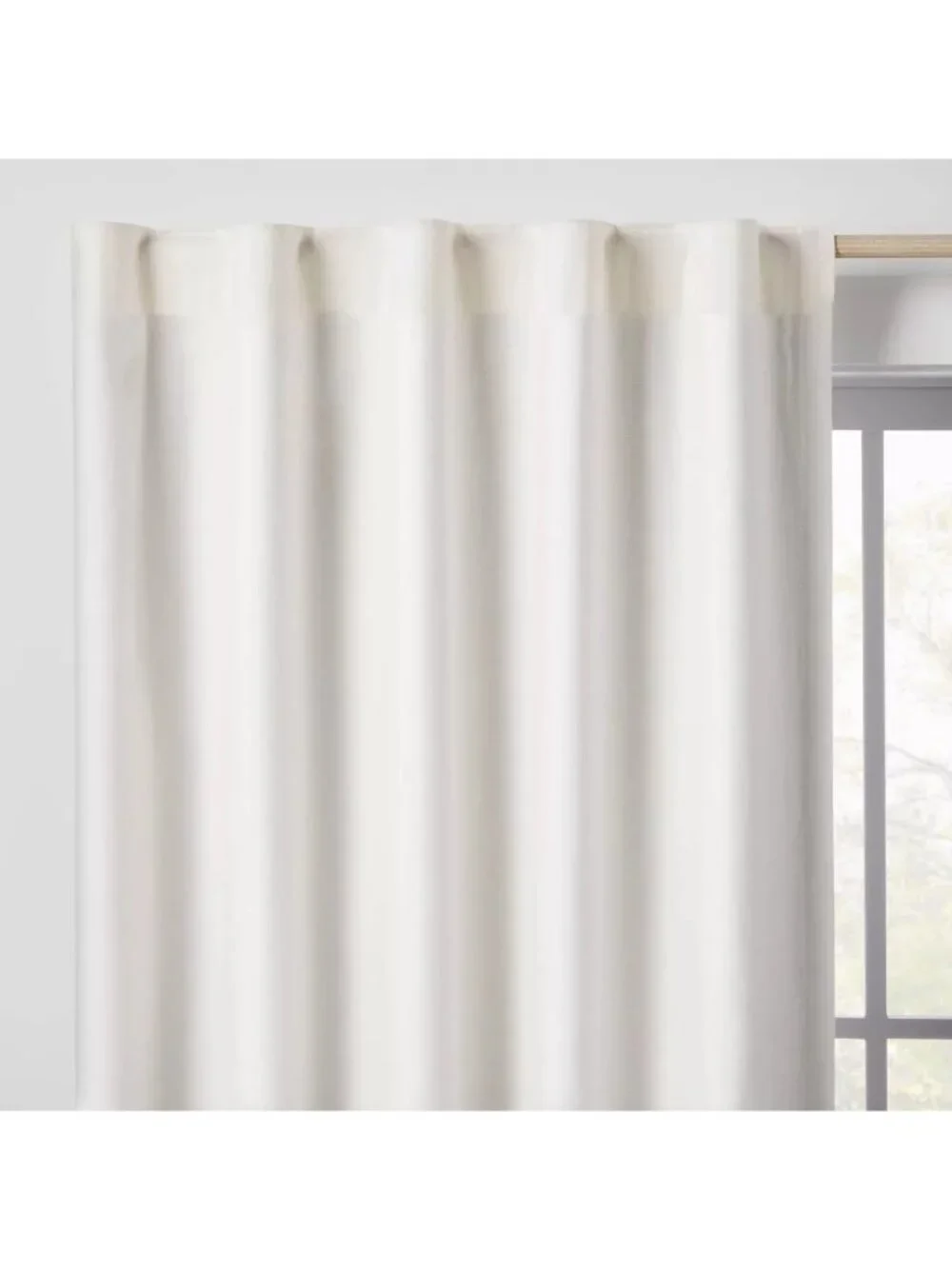 Pillowfort Cream Color Chambray Cotton Blackout & Lined Curtain Panel 42